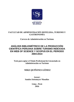 Análisis Bibliométrico del Turismo Peruano