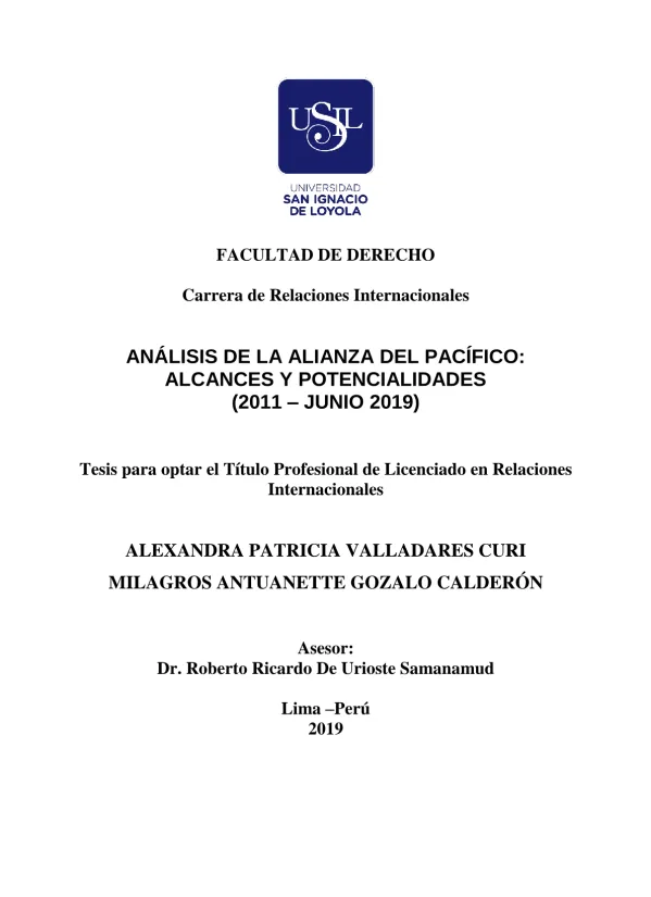 Análisis de la Alianza del Pacífico: alcances y potencialidades (2011 – junio 2019)
