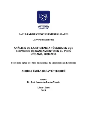 Eficiencia Saneamiento Perú: Análisis 2008-2016
