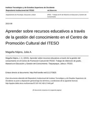 Gestión del conocimiento: Recursos educativos