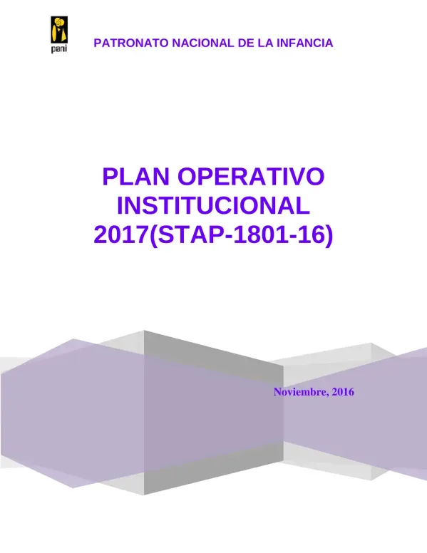 PATRONATO NACIONAL DE LA INFANCIA PLAN OPERATIVO INSTITUCIONAL 2017(STAP )
