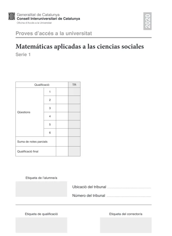 Matemáticas aplicadas a las ciencias sociales