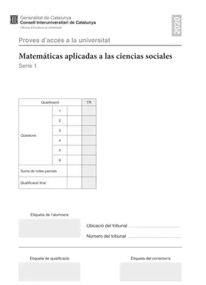 Exámenes Matemáticas Sociales 2020