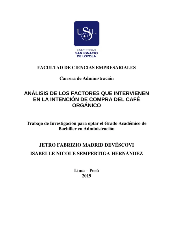 Análisis de los factores que intervienen en la intención de compra del café orgánico