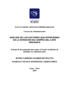 Intención de Compra de Café Orgánico