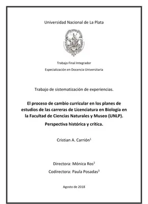 Cambio curricular en Biología UNLP